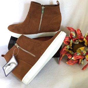 NEW seven dials Suede Fabric Hidden Wedge Booties